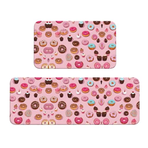KDSEFHHCB Lot de 2 tapis de cuisine : dessins animés avec impression de sucre pour sols de cuisine élégants et fonctionnels