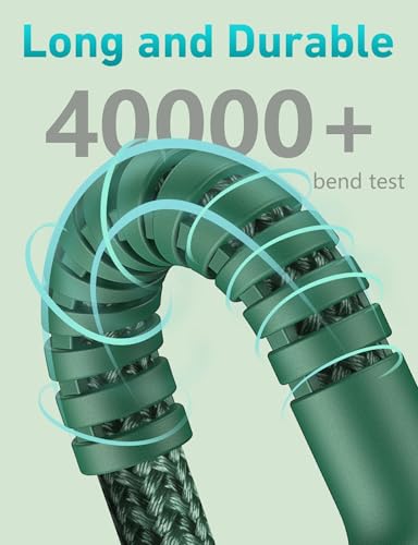Image of USB C Cable 6FT, 2Pack USBC to USBC Fast Charging Cable, iPhone 16 15 Charger Cable Long Type C Cord Nylon Braided Compatible with iPhone 17 /16 /15 /Pro Max /Plus /Samsung Galaxy S26 S23 and More-Green