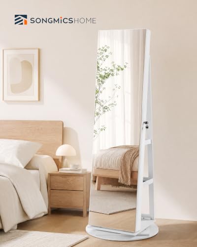 Image of SONGMICS HOME Standing Jewelry Armoire, Full Length Mirror with Storage