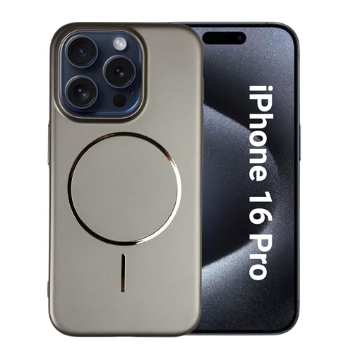 Image of AIBEX Ultra-Thin Mag-Saf Back Cover Case Compatible with iPhone 16 Pro| Slim Fit Scratch-Resistant Matte | Magnetic Wireless Charging | Microfibre Lining | Camera Protection (PC Material) - Titanium