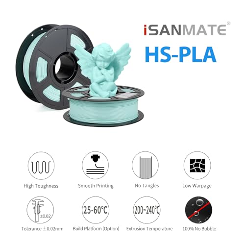 Image of iSANMATE High Speed PLA Filament 1.75 mm, Hyper PLA Filament 3D High Efficiency Printer Filament 1 kg Spool (2.2 LBS), Dimensional Accuracy + /- 0.03 mm, 30-600 mm /s