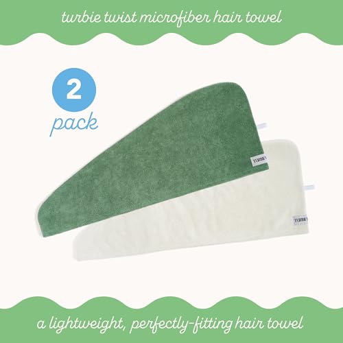 Image of Turbie Twist 2-Pack Microfiber Hair Towel for Beauty, Travel, Gifting - Wrap Turban for Straight, Wavy & Curly Hair - Premium Personal Care - Kashmir & Frosted Mint