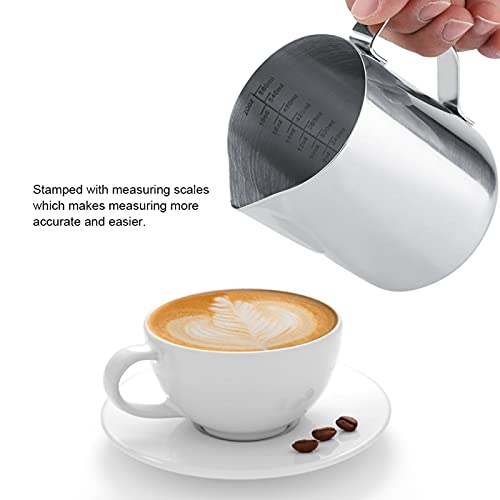 Jarro para café expresso a vapor, copo para espumar leite com espuma medidora para fazer café, cappu