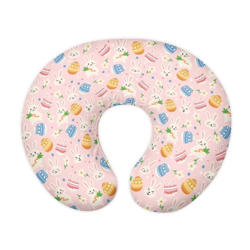 Suhoaziia Rabbit Egg Carrots Washable Nursing Pillow Cover with Hidden Zipper Soft Comfortable Bottle and Breastfeeding Support Pillowcase for New Baby and Moms, Home Easter Decor