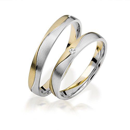 JC Trauringe Gold 585 Paarpreis Bicolor Gelbgold Weißgold I Traumhafte Eheringe 3 mm breit I Partnerringe mit Gravur in edler Schatulle I 2 Hochzeitsringe Herrenring ohne & Damenring mit Stein I C117 JC Trauringe Gold 585 Paarpreis Bicolor Gelbgold Weißgold I Traumhafte Eheringe 3 mm breit I Partnerringe mit Gravur in edler Schatulle I 2 Hochzeitsringe Herrenring ohne & Damenring mit Stein I C117