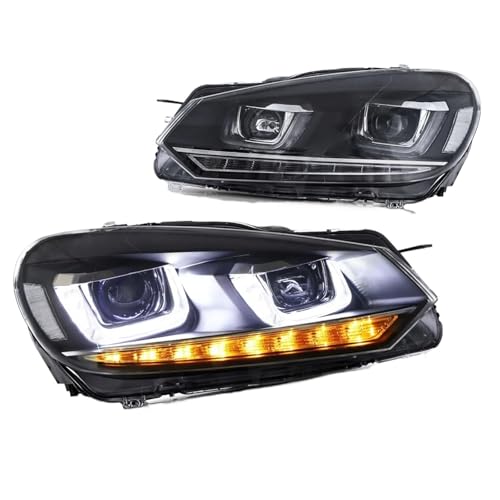 LED Headlights Head Lights Compatible with VW Golf VI Mk6 Golf 6 2010-2014 with Sequential Turn Signal Headlamp(Without Demon Eyes)