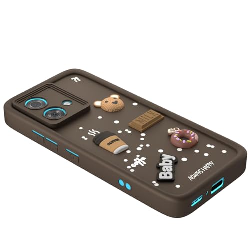 Image of Bintage Case Ball Bear| Donut| Milk Cake| Baby| Coffee Rubber Case Camera Protection Back Cover Compatible for Motorola G84 5G - Brown