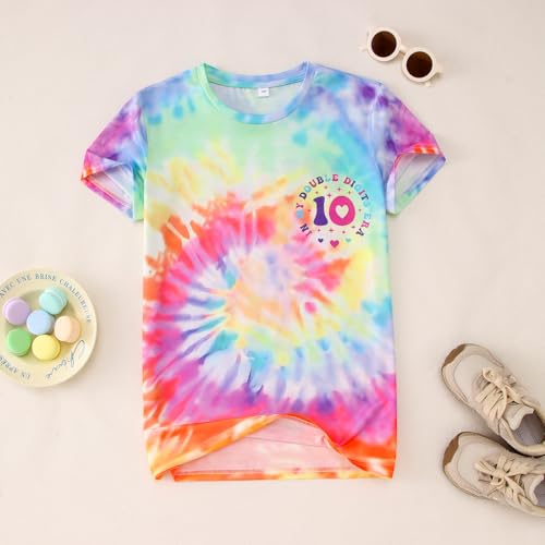 Image of IZYJOY in My Double Digits Era Shirts Girls 10th Birthday T-Shirts 10 Years Old Birthday Party Short Sleeve Summer Tee Tops