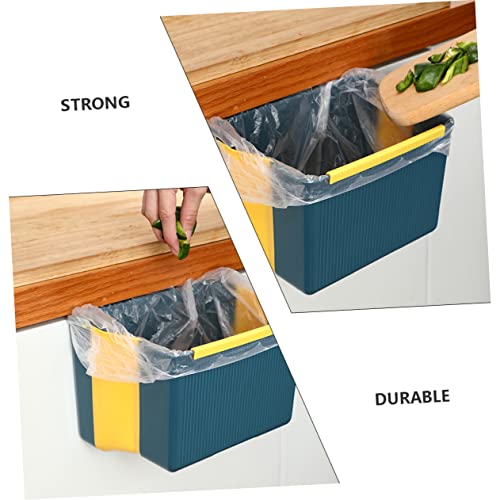 Caneca de basura plegable rectangular de plástico azul miniatura 7
