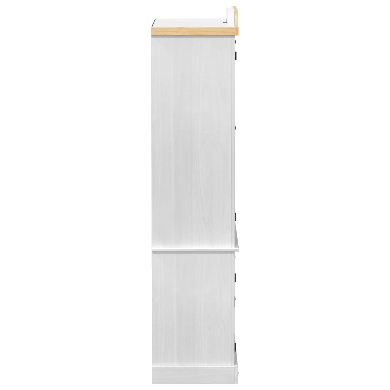 Vitrina blanca con puertas de cristal de pino macizo, 103,5 x 42 x 180 cm, armario de exhibición rústico con acabado mate para un almacenamiento y presentación elegantes.