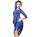 Royal Blue,L,Lace Salsa Cha Cha Performance Costume Fringe Latin Dance Dresses Women's Tango Dance Outfits with Shorts