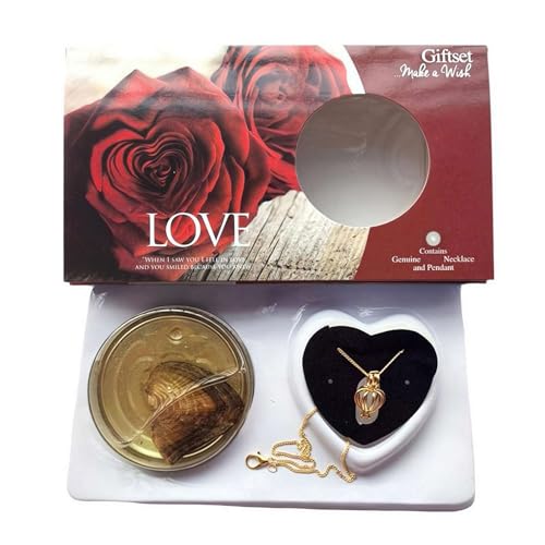 Juego de collar de perlas cultivadas en ostras, cadena de acero inoxidable, cadena de corazón y jaula clavicular, collar creativo casero, caja de regalo para el día de San Valentín (rojo dorado) Juego de collar de perlas cultivadas en ostras, cadena de acero inoxidable, cadena de corazón y jaula clavicular, collar creativo casero, caja de regalo para el día de San Valentín (rojo dorado)