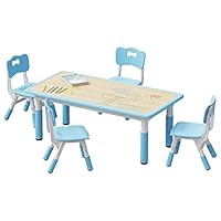 Brelley Kids Table and 4 Chairs Set, Height Adjustable Toddler Table and Chair Set, Graffiti Desktop, Non-Slip Legs, Max 300lbs, Children Multi-Activity Table for Ages 2-10\u2026