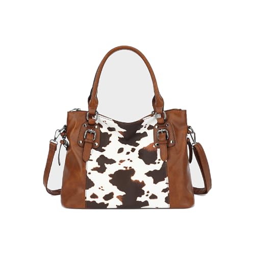 Aileese Bolsos de mano para mujer, de piel suave, retro, vintage, con asa superior, estilo casual, con bolsillo para mujer, Estilo 2, vaca marrón, 13 inches