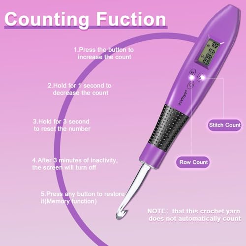 Image of Light Up Crochet Hook Set with 24 Sizes, Lighted Everything Counting Kit | Digital stitch & row counter, dual ergonomic handles, reinforced connection, bag, organizer and 1-year warranty