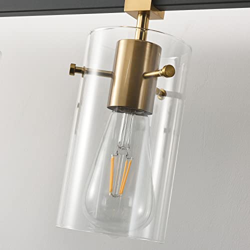 Image of SOLFART 1 Light Vintage Vanity Light Bathroom Light Fixture Over Mirror for Bath Glass Shade Wall Light Black and Brass Lighting Fixture
