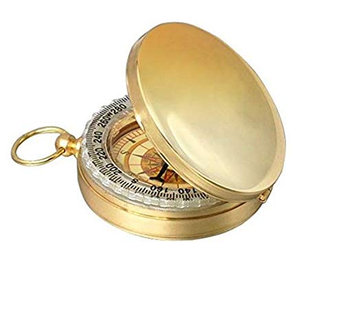 Boussole Vintage En Laiton - Montre De Poche étanche Et Antichoc - Dimensions 55x46 Mm, Poids 54 G - Parfaite Pour Randonnée Et Cadeau