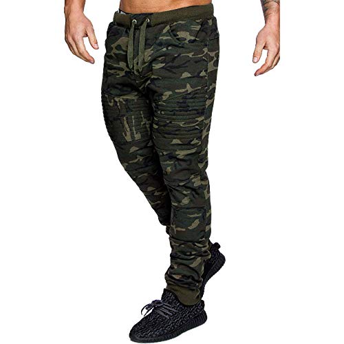 Zestion Pantalones Deportivos para Correr para Hombre, Camuflaje, Estampado, cordón, cómodo, Transpirable, Entrenamiento, Pantalones Deportivos X-Large