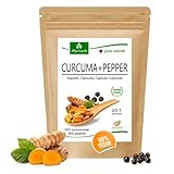 MoriVeda® Curcuma + Pfeffer Extrakt Kapseln | 10.000 mg Kurkuma in nur einer Kapsel | 95% Curcumin, 95% Piperin | vegan, glutenfrei, laktosefrei | höchste Bioverfügbarkeit