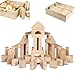Standard Unit Building Blocks for Toddlers with Storage Tray (64 Pcs) Organic Sanded Wood Blocks for Children, Original STEAM and STEM Learning, Classic Wooden Toys for Kids Parties and Classrooms