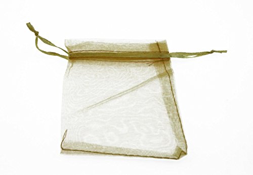 naissant 無地 オーガンジー巾着袋 オーガンジー ポーチ アクセサリー 巾着袋 ラッピング 金 色 ゴールド 12cm×10cm 100枚 セット