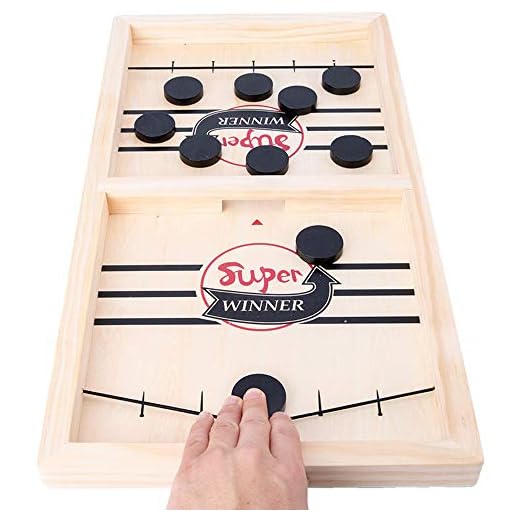 Fast Sling Puck Game, Wood Slingshot Games Multi Tabletop inomhus bärbara brädspel för barn och familj,56X30X3.5CM