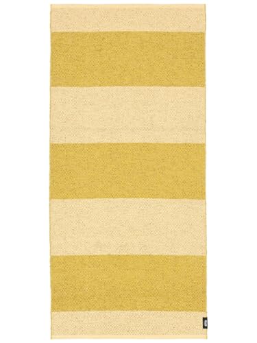 RugVista Emil, Alfombra de Exterior y Interior, Rectangular, 70 x 150 cm, Alfombra Exteriores, PVC, Resistente a Manchas y al Agua, Lavable a 30°C, para balcón terraza jardín, Amarillo/Amarillo Claro
