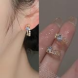 Blue Opal Stud Earrings for Women Korean Light Luxury Zircon Fashion Crystal Imitation Sweet Earring Girl Jewelry