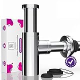 💎 STILVOLL EDEL – perfekte Lösung für schicke Badezimmer und optische Aufwertung des Waschtisch. Solides Abflussrohr Waschbecken mit Ablauf, Dichtungsringe und Wand Rosette. KOMPLETT SET!