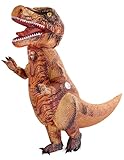 Spooktacular Creations Adult Halloween Inflatable Costume, Realistic Tyrannosaurus rex Blow Up, Full Body Brown Dinosaur Costumes, Funny Inflatable Suit for Halloween Dress Up Parties
