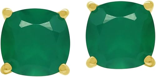 Miniatura 3 de Silvershake Aretes de tuerca de plata de ley 925 chapados en oro blanco o chapado en oro amarillo de 18 quilates con piedra natal de 0.276 in