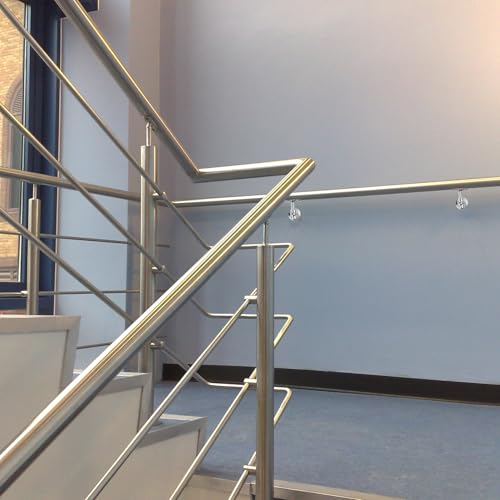 Handlaufhalter Edelstahl Verstellbare Handlauf Halterung, 2 Stück Handlaufstütze Geländer Wandhalter Geländerhalterung, Handlaufträger für Handlauf Treppe aus Rund mit Schrauben Zubehör