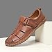 ENOEGMSD Men's Fisherman Sandals Fashion Hand-Stitching Adjustable Hook&Loop Casual Sport Sandals Outdoor Breathable Anti-Slip Leather Closed Toe Beach Shoes (Brown,9)