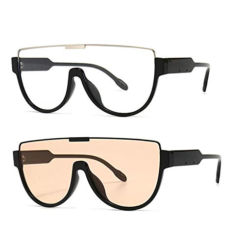 COTIA Semi Rimless Large Frame Punk Sunglasses for Men,One-piece lens Personality Metal Standard Inlay Sun Glasses Women