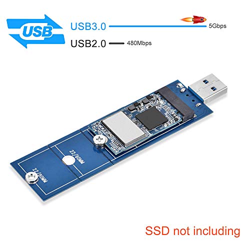ELUTENG M.2 SATA/NGFF to USB Adapter (Not for NVME/PCIE SSD) B Key and B&M Key SSD to USB 3.0 Reader Card Compatible for M.2 SATA NGFF USB Drive Coverter Adapter 5Gbps
