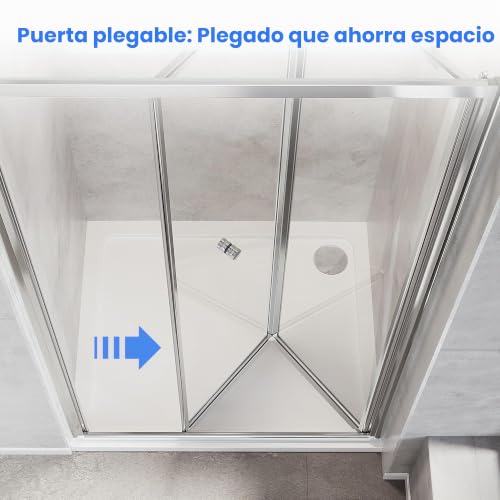 Miniatura 3 de Sonni Upgrade - Mampara De Ducha Cristal Transparente, Puerta Plegable, 90 X 185 Cm