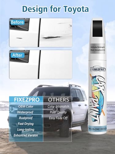 Image of 218 Attitude /Midnight Black Metallic Car Touch Up Paint for Toyota, Color Match Auto Paint Repair Pen,Professional Car Scratch Repair Remover Pen Quick Drying, Easy to Use