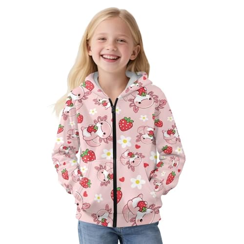 Cute Tops for Girls 7-14 Long Sleeve Hooded Sweatshirt for Kids Girls Zip Up Hoodie with Pockets for Fall Winter2