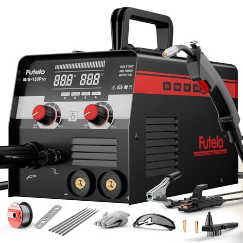 Futelo 150A MIG Welder,[Large LED Display] Welder Machine 110V, Flux Core MIG/Lift TIG/Stick 3 in 1...