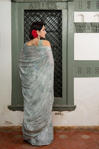 Image of MIRCHI FASHION Women Saree Chiffon Floral Printed | Breathable Festive Occasion Sari for Social Visits with Matching Blouse Piece