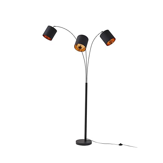 Lindby Lindby Nanika floor lamp (modern) in Black, made of other metal, e.g. for living/dining room - with fabric shade, standing lamp