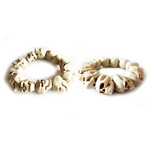 2 Pieces Skull Bracelet 100% Plastic Original Bone Color Halloween Props Party Accessories