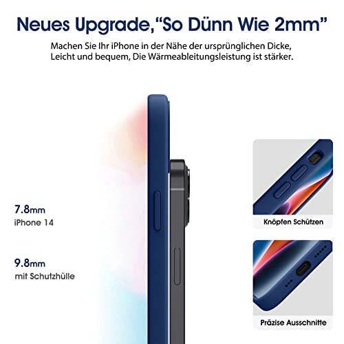 Flyzoo Liquid Silicone Case For Iphone 14 (6.1''), [Scratch-Resistant, Anti-Fingerprint, Shockproof] Protective Slim Fit Phone Case, 4-Layer Cover With Microfiber Lining, Silky-Soft Touch, Navy Blue #TOP4