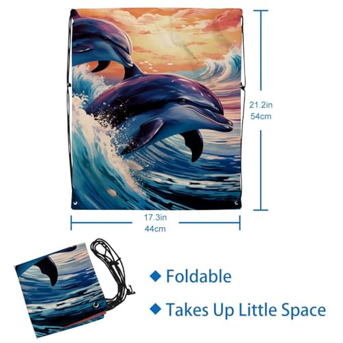 Sac à cordon dauphin imperméable et pliable lot de deux multicolore - 3