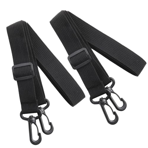 Juego de 2 Correas de Hombro Ajustables de 75-130cm de Nylon con Mosquetón y Gancho para Bolsas Deportivas y más - Negro. Transporte cómodo y Universal para Hombres y Mujeres (30MM)