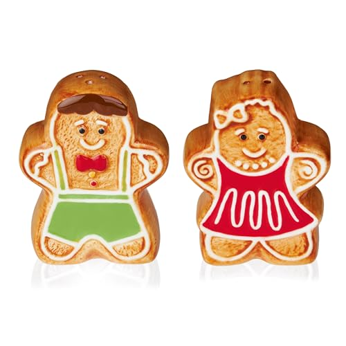 Image of Premier Decorations Gingerbread Salt and Pepper Shakers - 8cm - Gift Idea for Christmas Xmas - Gingerbread Themed Salt and Pepper Pot, UK Design, Novelty Present, Christmas Tableware