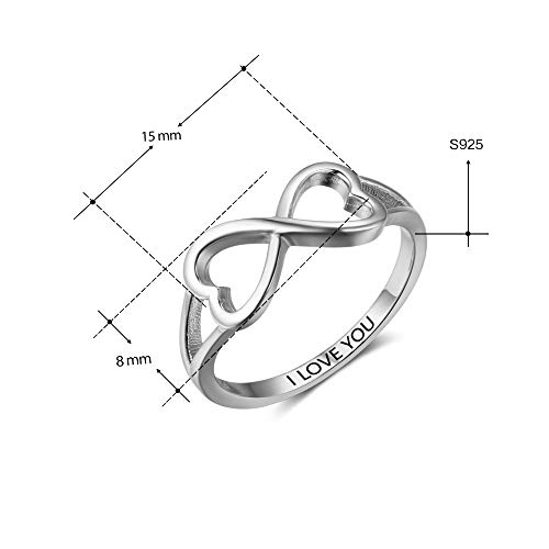 Silbertale 925 Sterling Silver Rings For Women Stacking Infinity Knot Double Heart I Love You Heart Promise Rings Stackable Wedding Bands Rings Size 6 #TOP2