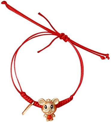 ink2055 Women Zodiac Mouse Charm Red Rope Bracelet Bangle Adjustable Lucky Jewelry Gift,Bracelets for Women Teen Girls Gift - 1#