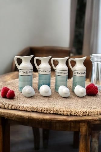 Image of MALAIKAH Ceramic Oil Dispenser Sea Blue Pack of 4 for Kitchen, Dining, Gifting, Home & Kitchen Decor