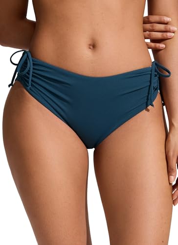 CRZ YOGA Mid Waisted Ruched Bikini Bottoms for Women